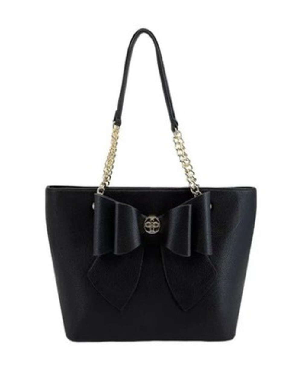 Grossi Everyday Rebel Bow Tote Bag Women's Double Strap Zip Top Closure - Black